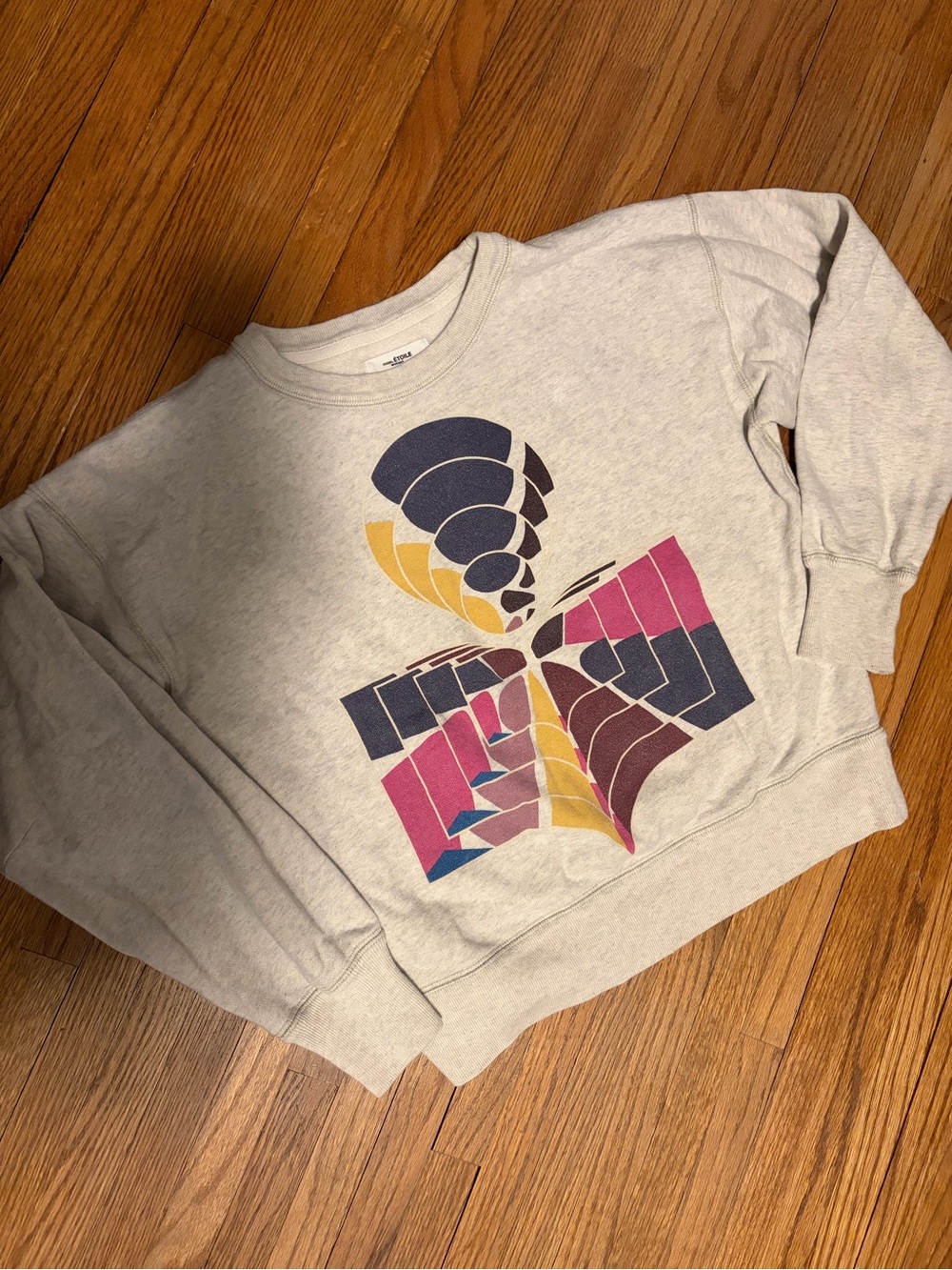 Isabel Marant Beige Sweatshirt with Navy, Pink & Mustard Graphic - Picture 3 of 5
